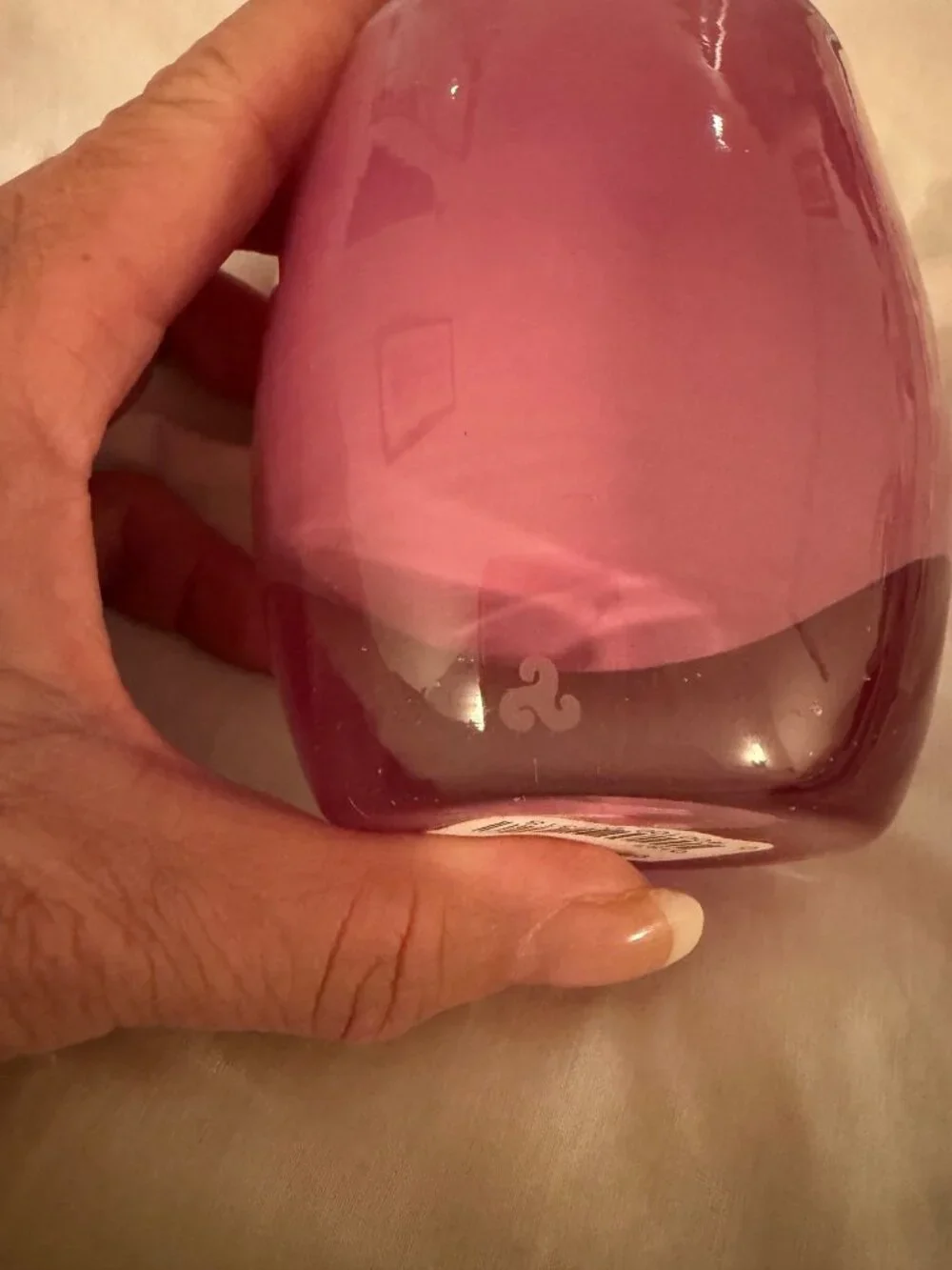 Glassybaby BFF Trisikellion Mark Glass Votive Holder Purple Pink Handblown New